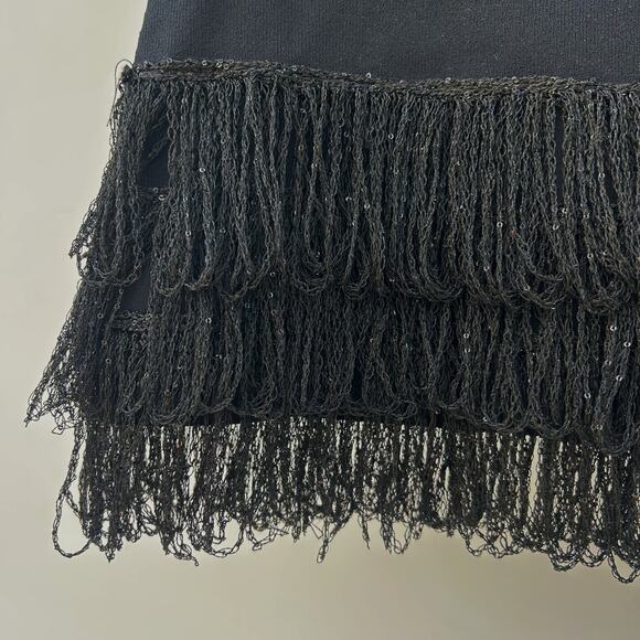 Staud Mini Skirt Tiered Fringe Knit Sparkle Short Sample Small Resort 2023 - Picture 6 of 7